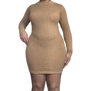 ❤️GoodTimeUsa Brown Tan Long Sleeve Backless Cable Knit Dress☆